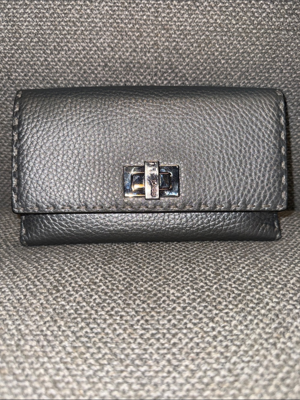 Fendi Metallic Silver Selleria wallet with Silver Turn-Lock